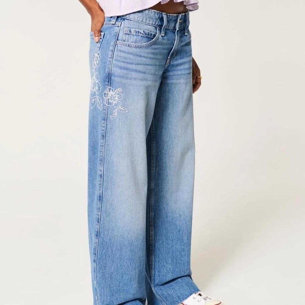 Hollister Hibiscus Light Blue Baggy Jeans